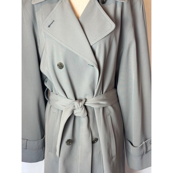 Talbots Coat Women 10 Gray Double Breasted Belted Trench Jacket Outerwear Preppy - Picture 8 of 11